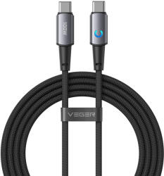 VEGER USB-C - USB-C töltő- és adatkábel PD 100W 5A 1.5m LED visszajelzővel - fekete (6977525753398)