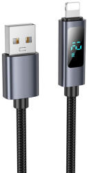 hoco. USB-A - Lightning töltő- és adatkábel kijelzővel 2.4A 1m - fekete (6942007645553)