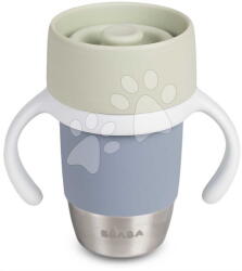 BÉABA Gyerekpohár Stainless Steel Learning Cup Click & Drink Pebble Beaba önálló iváshoz rozsdamentes acélból kékes-zöld 12 hó-tól (BE913649)