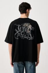 Just Cavalli t-shirt férfi pamut elasztánnal - fekete S