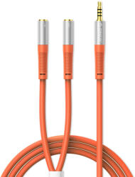 ORICO AX2-10 3.5mm Fejhallgató + Mikrofon Elosztó Kábel - 1m - Narancs (ORICO-AX2-10-OR-BP)