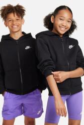 Nike cipzáras melegítőfelső kapucnival gyerek pamuttal Sportswear Club Fleece - fekete 128-137