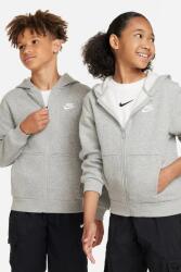 Nike cipzáras melegítőfelső kapucnival gyerek pamut Sportswear Club Fleece - szürke 122-128