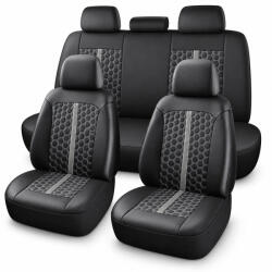 Autolife Üléshuzat, univerzális 9 részes PU bőr, fekete-szürke Hexagon