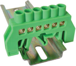 Tracon Szigetelt földelősín (N/PE), zöld 230/400VAC, 100A, 8×12mm, 6P, IP20 (NPE-G8-6)