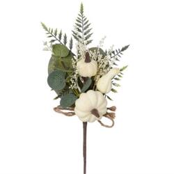  Selyemvirág ág tökkel, levelekkel műanyag 33 cm zöld, fehér (52-853523)