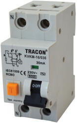 TRACON Kombinált védőkapcsoló, 2P, 2 modul, C karakterisztika 20A, 100 mA, 6kA, AC (KVKM-20-100)