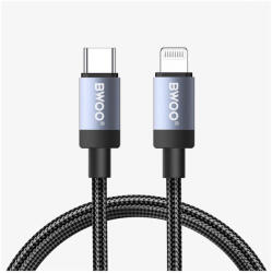  BWOO BO-X401CL fonott kábel USB-C-Lightning 1 m PD 30W fekete (163262)