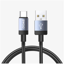  BWOO BO-X401C fonott USB-A-USB-C töltőkábel 1 m 3 A gyorstöltés fekete (163263)