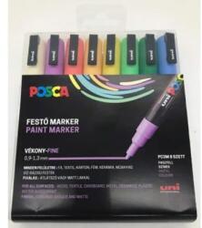 uni UNI POSCA PC-3M 8 db-os készlet pasztell(égkék, zöld, v. zöld, sárga, barack, korall, l