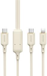 Dudao Cablu pentru incarcare si transfer de date Dudao L7SF, USB-C la USB-C/Lightning, 100W, 1.2m, Bej (6976625331062)