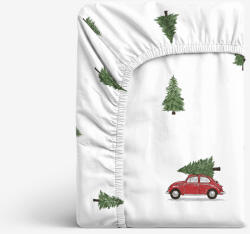 Goldea cearceaf de crăciun de pat cu elastic din bumbac - drumul după brad 180 x 200 cm