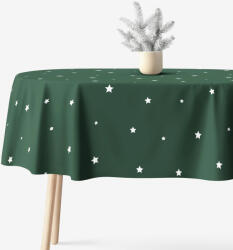 Goldea față de masă de crăciun 100% bumbac - steluțe pe verde închis - ovală 140 x 220 cm Fata de masa