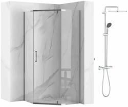 Grohe Комплект душ кабина Rea Axin хром 90x90 и душ колона с термостатичен смесител Grohe Vitalio Start Cube 250 в гланцов хром (5902557367092+26696001)