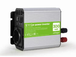 Gembird Cu sinusoida simulata, Inverter auto, 300W, Schuko x 1, USB 5V / 2.1A, baterie 10-16V (EG-PWC300-01)