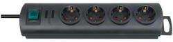 brennenstuhl Primera-Line, cu intrerupator iluminat, 4 prize, 16A, cablu H05VV-F 3G1.5, 1.5 m, Negru (00145557)