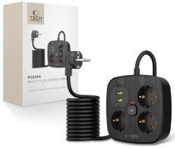 Tech-Protect PCS3X4 POWER STRIP 2 USB & 2 TYPE-C & 3 SOCKET 200CM BLACK (5906302363414)