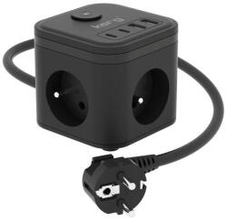 Kerg SMART - 3-SOCKET POWER STRIP + USB-A+USB-C CHARGER 1.5M 3×1.5MM2 H05VV-F 16A/250V (M02728)