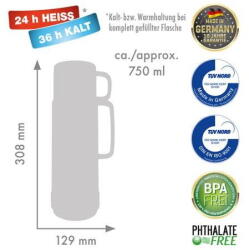 ROTPUNKT Glass thermos, capacity 0.750 l, polar-el. -summer squash (white-yellow) (40 3/4 PES) - vexio