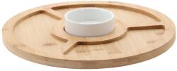 Chomik Tálaló bambusz deszka 4 rekeszes porcelán tálkával 28x4cm 68425 (MUT7262)