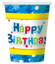  Happy Birthday Blue papír pohár 6 db-os 270 ml (MLG687634) - aprotalpak