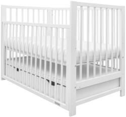 New Baby Gyerek kiságy New Baby BASIC leengedhető oldalráccsal és fiókkal fehér