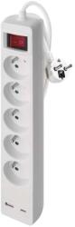 EMOS Cablu prelungitor 3 m / 5 prize / cu întrerupător / alb / 1×USB-A + 1×USB-C / 1, 5 mm2