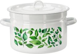 Chomik Oală emailată cu capac 9l 26cm albă cu model ficus 68451 (EMA9273)