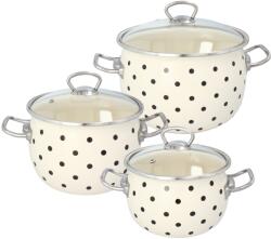 Chomik Set 3 oale emailate cu capace 2, 5l/3, 5l/5l albe model buline 68341 (EMA3646)