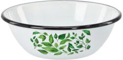 Chomik Bol emailat 0, 6l 16, 5cm alb cu model ficus 68432 (EMA9044) Castron