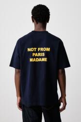 Drôle de Monsieur férfi pamut póló Bold Slogan - sötétkék L