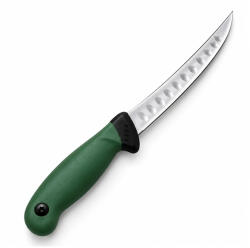 Depox Cuțit pentru filetat DEPOX®, lamă curbată din oțel inoxidabil cu alveole, mâner ergonomic, 29 cm, verde (3066)