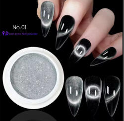  Cat Eye Powder mágneses krómpor - 9D #01 ezüst