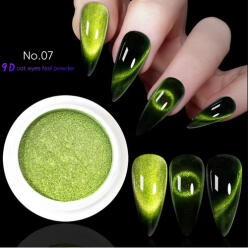  Cat Eye Powder mágneses krómpor - 9D #7 zöld