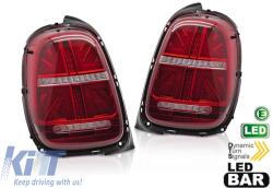  LED hátsó lámpa szett Mini Cooper F55 5 ajtós 2012-2017, F56 3 ajtós, F57 kabrió 2014-2017, piros-fehér alap, 6-tűs csatlakozó, dinamikus irányjelző (ABMITX6010220)