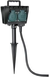 brennenstuhl Cu tarus, 2 prize, IP44, 1.5m, Negru (00151763)