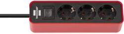 brennenstuhl Ecolor" Multi Socket, 3 sockets, 2-pole switch, 1.5m, red/black (00188991)