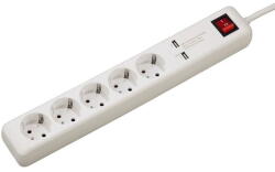 Hama USB 3A" 5-Way Power Strip, white (00137201)