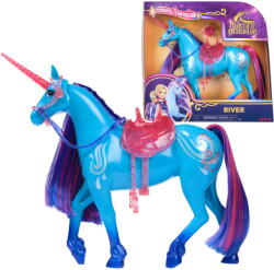 Spin Master Spin Master Unicorn Academy - Unicorn River, 28 cm tall, with real mane and tail, removable bridle, saddle and brush (6072671) Figurina