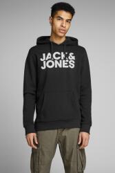 JACK & JONES Jack & Jones, Logós pulóver kapucnival és kenguruzsebbel, Fehér, Fekete, M (12152840-BLACK-M)