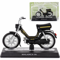 LEO MODELS Macheta Moto Malanca In KT Negru cu Accente Galbene, Scara 1: 18, Leo Models (3070)