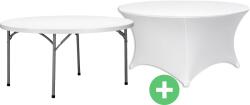 Ambitent Kerti asztal összecsukható Ø122 cm HDPE, fehér + ingyenes huzat