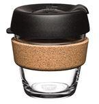 KeepCup Brew Cork Black skleněný hrnek