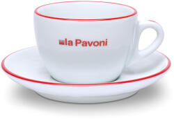 La Pavoni Cană La Pavoni din porțelan cu farfurioară pentru cappuccino, 180 ml