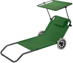 Muhler Șezlong de Plajă Verde Pliabil din Oțel cu Parasolar 147x52x24cm 1005226 (1005226)