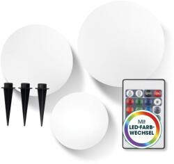 EASYmaxx Lumină solară LED EASYmaxx cu telecomandă | 3 lumini albe reci - bile cu funcționare solară și schimbare de culoare | niveluri de luminozitate reglabile, 12 culori și 5 moduri de lumină | inclusiv pip