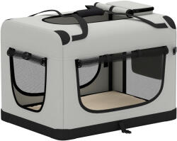 PawHut Transportor Moale Pliabil pentru Câini Mici și Medii, cu Bol, din Țesătură Oxford, Gri Deschis | Aosom Romania (D00-262V01LG)