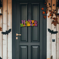  Halloween-i dekoráció - "Happy Halloween" - akasztható - 42, 5 x 18 cm (56572)