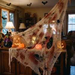  Halloween-i textil dekoráció - piros/fehér textil - 91 x 76 cm (56605)