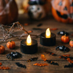  Halloween-i világító dekoráció - LED-es teamécses - fekete - 2 db / csomag (56619C)